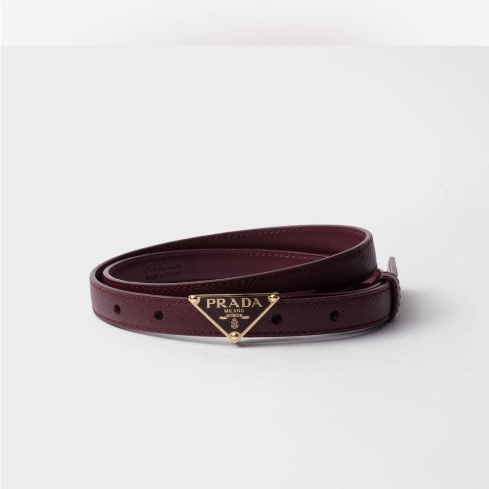 Prada Saffiano Burgundy Leather Belt